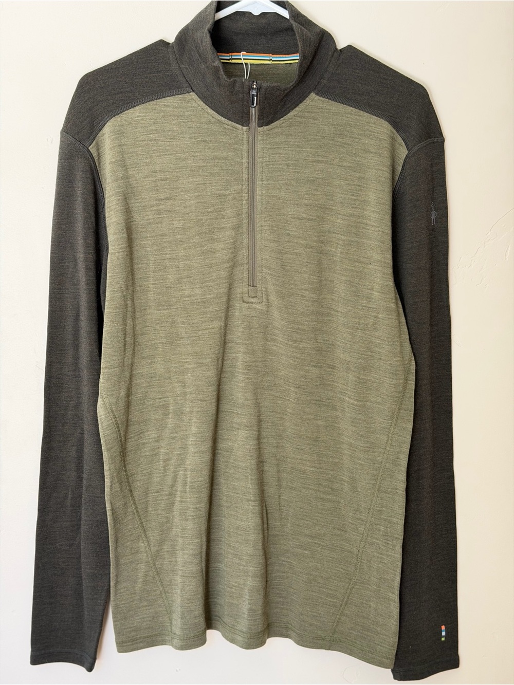 Smartwool Men's Dark Olive and Heathered Olive Quarter-Zip Sweater
